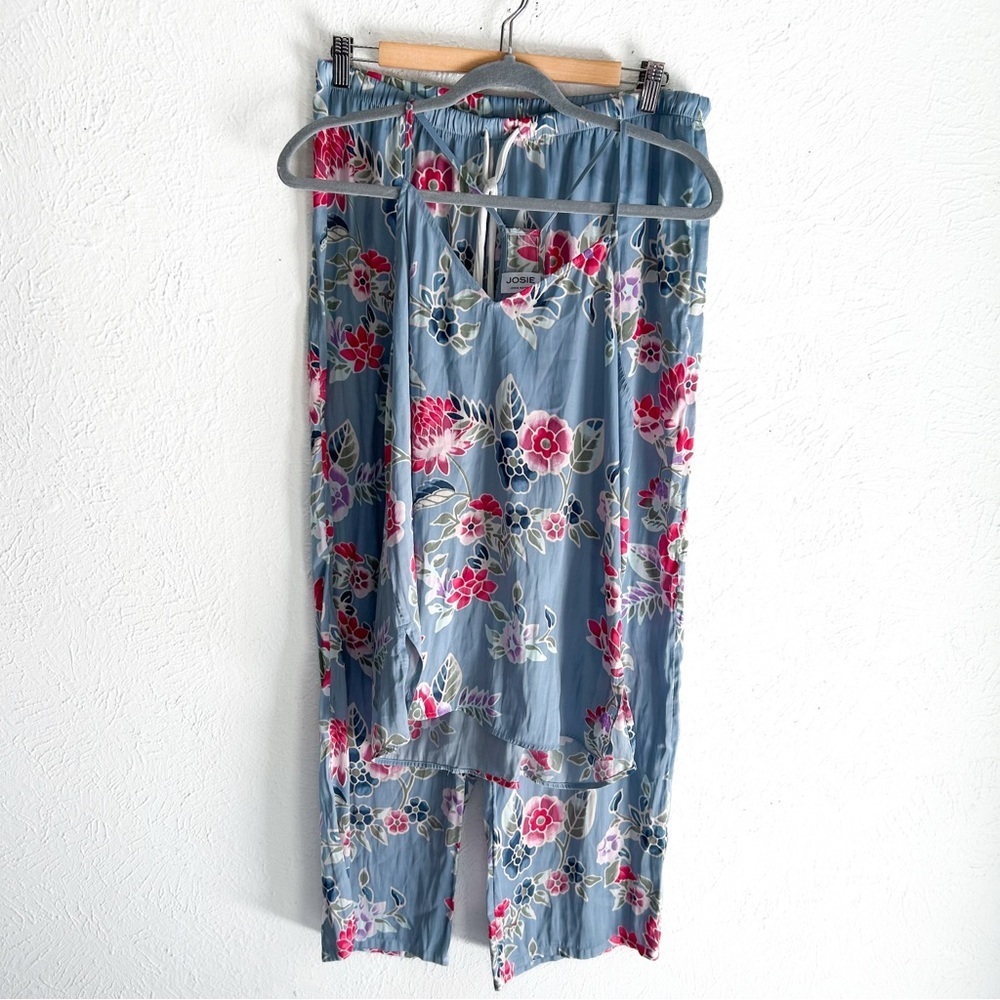 Josie by Josie Natori Floral Pajama Pants and Tank Satin Set – Size M